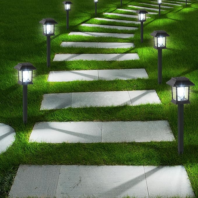 Greluna Solar Lights Outdoor12 Pack 6000K Waterproof Auto On/Off Solar Pathway Lights for Your Garden Landscape Path Yard Patio DrivewayWalkway Decor