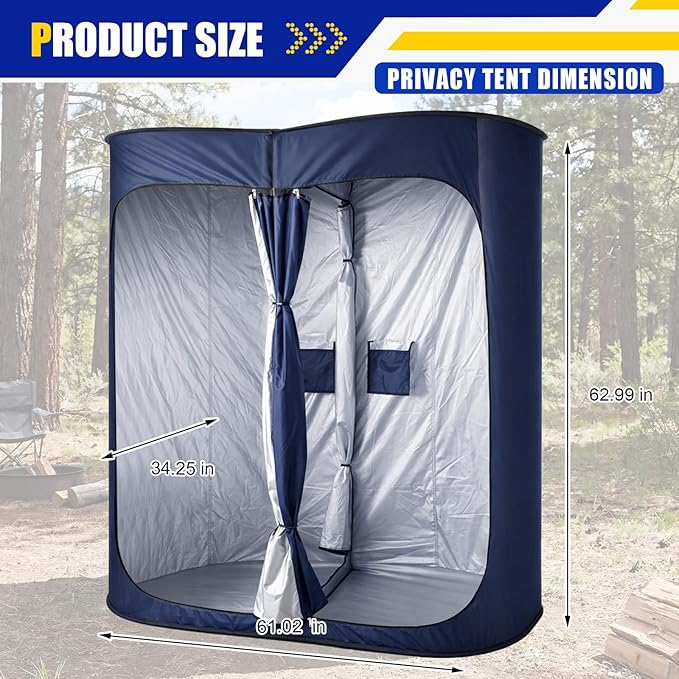 Instant Changing Tent for SUV Trunk 2 Large Rooms Portable Stable Pop up Shower Privacy Shelter Outdoor Toilet Tent Dressing Room with Floor for Camping Beach Hiking Include Carry Bag Blue