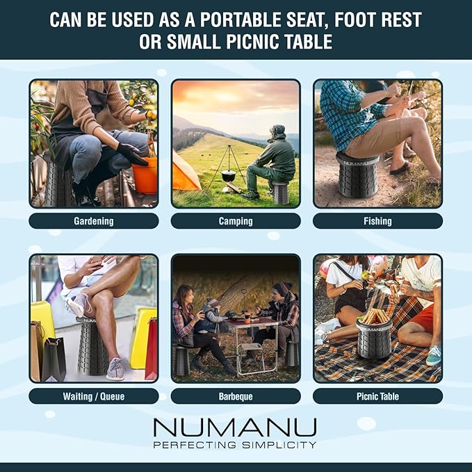 NUMANU 2PACK 2026 Upgraded XXL Collapsible Stool 19.7 1000lbs Max Weight Wider &amp Taller Pop Up Seat Heavy Duty Portable Retractable Folding Chair or Travel Foot Rest Gift for Camping &amp Ou
