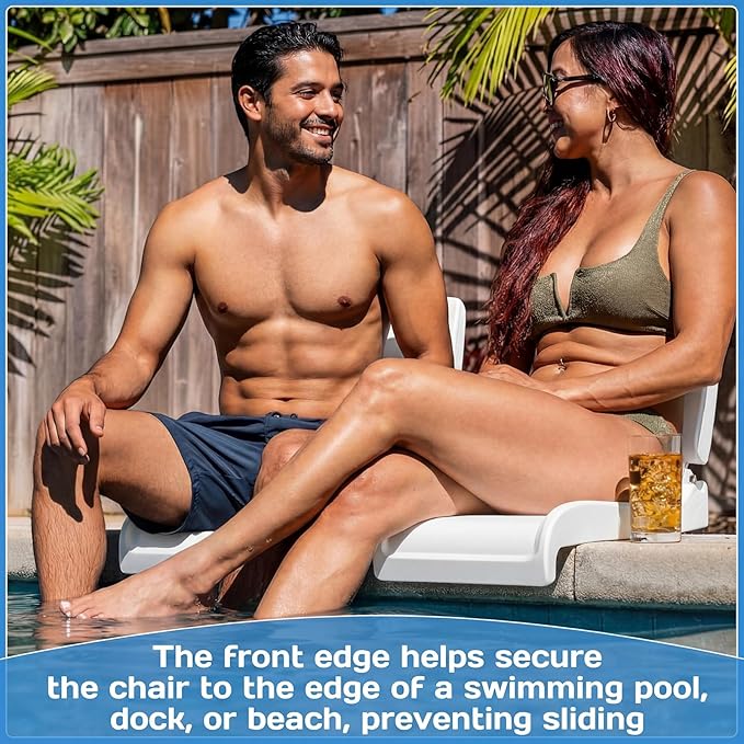 4 Pcs Pool Chairs Foldable Poolside Chairs for Edge of Pool Portable Seat for Outdoor Beach Stadium Durable ABS Plastic with Back Support(White)