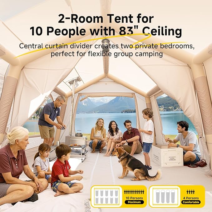 Inflatable Blow Up Tents for CampingWaterproof Oxford Hot Tent with Manual PumpSpacious Easy Setup Inflatable Camping Air Tent for Family Glamping