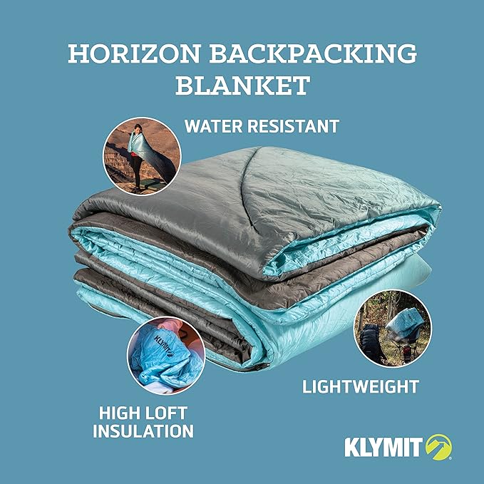 Klymit Horizon Packable Camping Blanket and Comforter Blue/Black