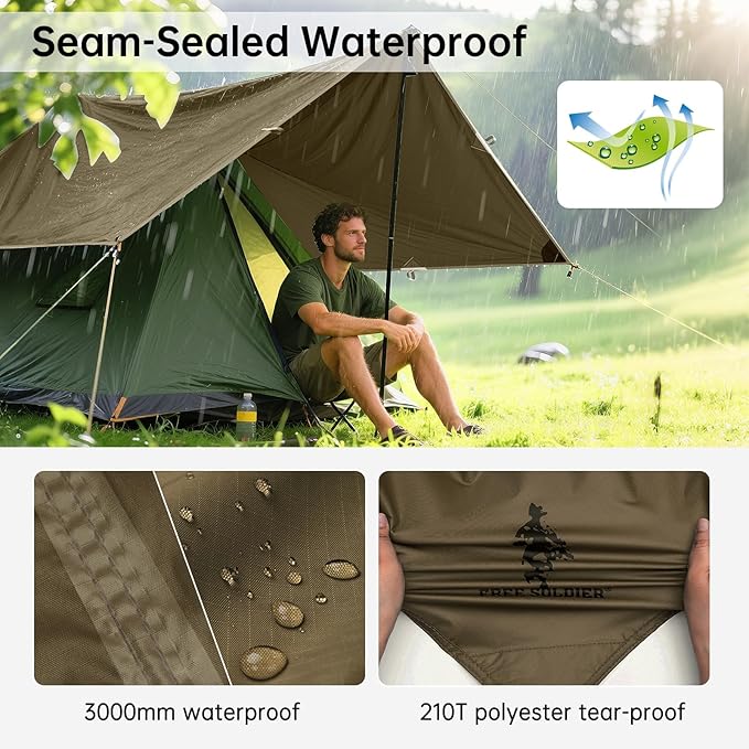 Free Soldier Waterproof Portable Tarp Multifunctional Outdoor Camping Traveling Awning Backpacking Tarp shelter Rain Tarp