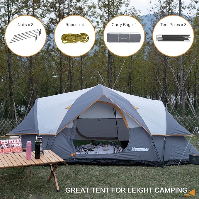 6 Person Family Camping TentWaterproof Windproof with Top RainflyEasy Set UpPop Up Tent for Outdoor Camping Hiking Trave