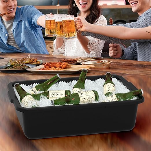 25 L Plastic Commercial Bus Tubs Restaurant Bus Boxes Black 6 Packs