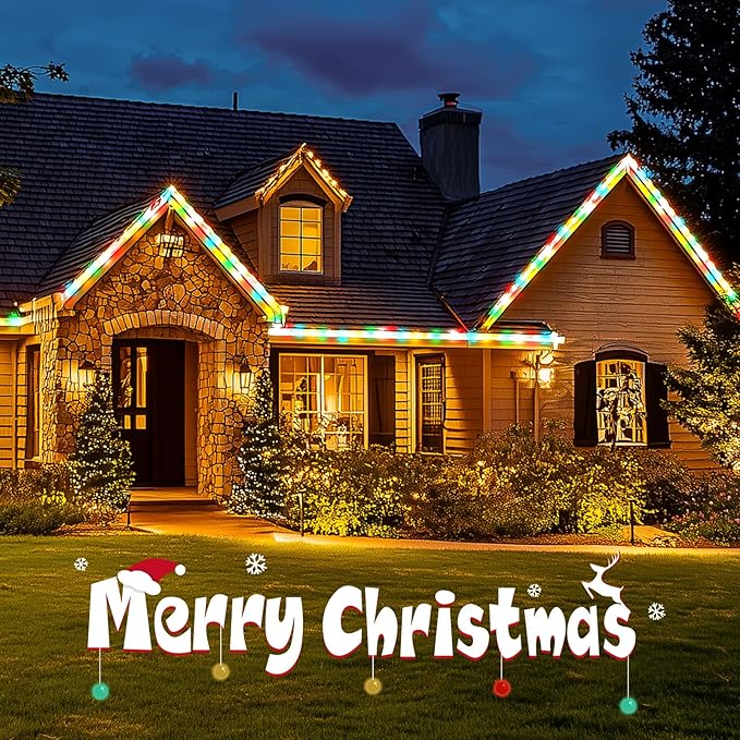 Minetom C9 Multicolor Christmas String Lights 25FT 25 Blubs Bright &amp Warm Outdoor Christmas Lights Long Life C9 String Lights for Tree Patio Gazebo Wreath Multicolor Green Wire