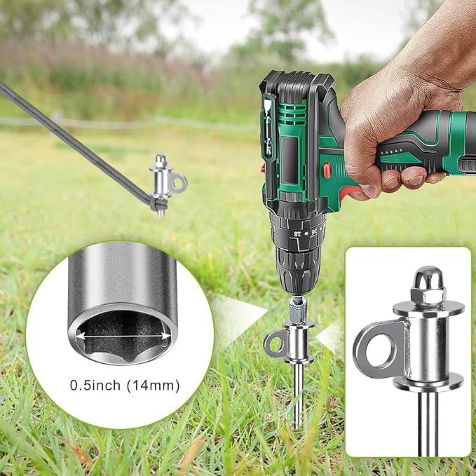 4 Pack Tent Stakes 12 Inch Heavy Duty Ground Anchors Full Welding Easy to Screw in and Reusable for Camping Tents Trampolines Sheds Swing Sets Securing Animals