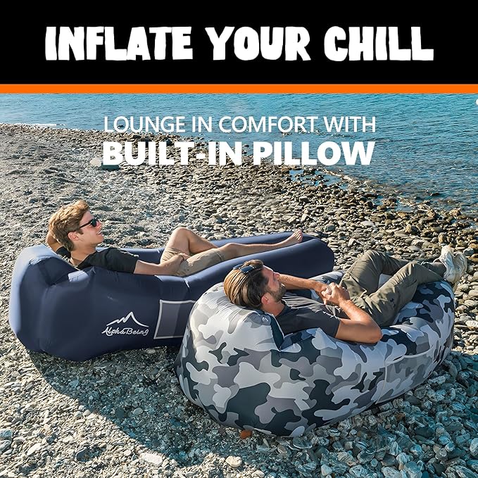 AlphaBeing Inflatable Lounger Beach Chair Accessories Air Sofa Hammock Inflatable Couch for Camping Backyard Lakeside with Compression Sacks Ideal Outdoor Gifts for Adults
