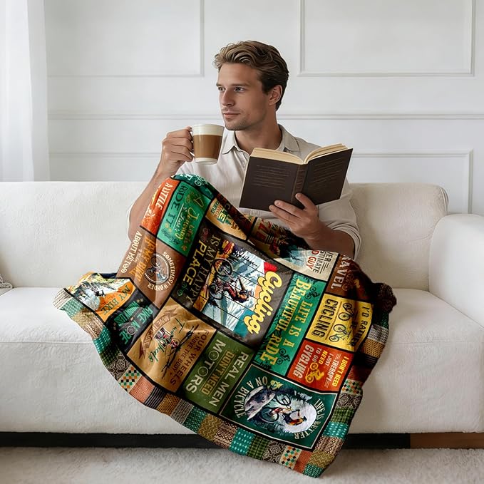 Bicycle Gifts for Men Bike Gifts for Women/Men/Boys Blanket 60X50 Gift for Bicycle Enthusiasts Bike Decorations Mountain Bike Gift Ideas for Cycling Riders Birthday/Christmas/Father's Day
