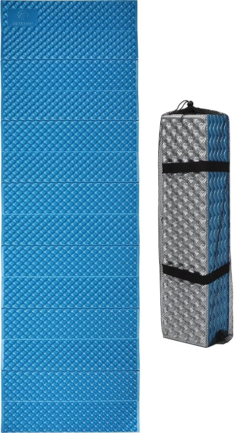 REDCAMP Foldable Foam Camping Pads for Sleeping Waterproof Closed Cell Foam Camping Sleeping Pad - Ultra-Lightweight for Hiking &amp Backpacking R-2.1 Insulated Royal Blue/Grey/Green/Brown/Khaki