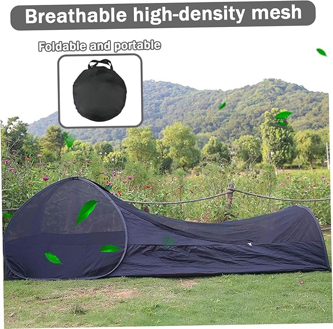 One Person Up Tent Bivy Tent Foldable Single Person up Tent Waterproof Moisture Proof Fine Mesh Tent Portable Bug Net for Camping Outdoor 82.7x41.3x27.6 Black