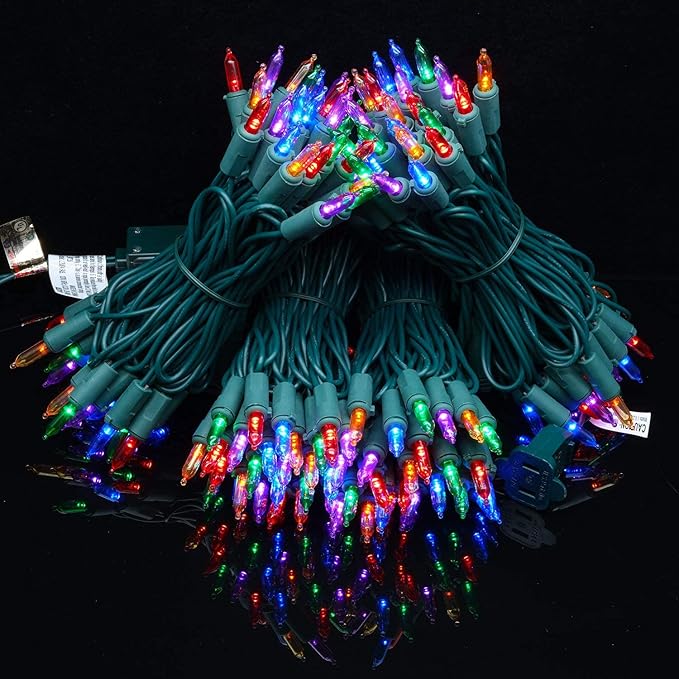200 Count Multicolor LED Christmas Lights 66 ft Green Wire UL Certified Commercial Grade Holiday String Light Set (Multicolor)