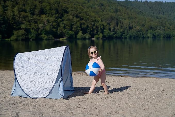 Babymoov Anti-UV Baby &amp Toddler Beach Tent UPF 50+ Sun Protection with Pop Up System for Easy Use &amp Transport Blue Waves (Summer 2025 Edition)