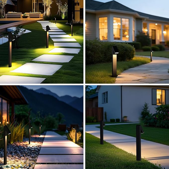 Solar Pathway Lights Dimmable Metal Solar Landscape Path Lights IP65 3000K Solars Walkway Light for Outside Garden Yard Patio Path Lawn Decor 2pcs