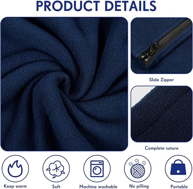 Preboun 6 Pcs Fleece Sleeping Bag Liner Adult Warm Sleeping Bag Liners Cold Weather 70.9 x 31.5 Inch Zippered Camping Sleep Sack Lightweight Sheet for Camping Backpacking Travel Assorted Color