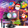 2025 Upgraded Brighter Halloween Christmas Outdoor Projector Lights with 14 HD (3D Ocean Wave+Patterns) Replaceable Slides Waterproof for Indoor Outdoor Xmas Theme Party Yard Garden Decoration