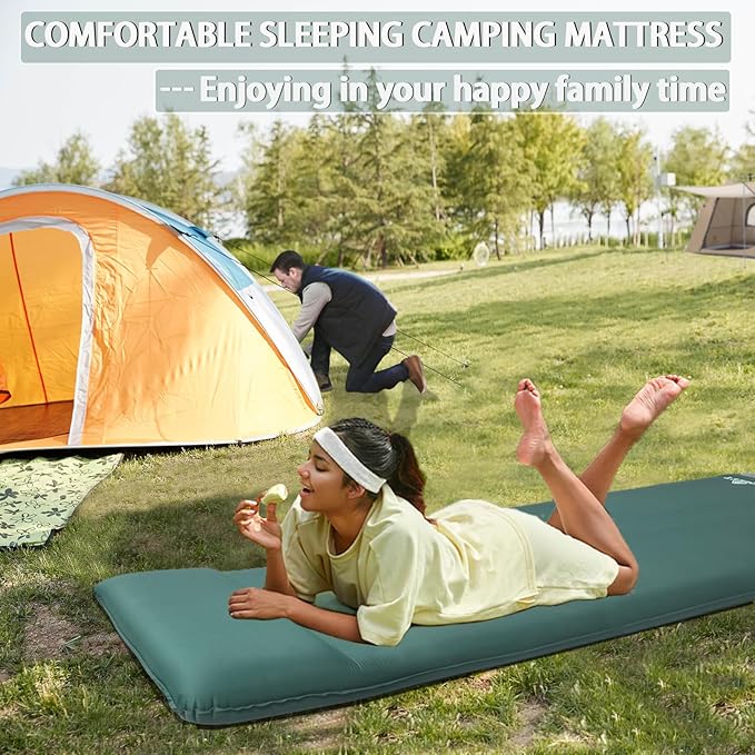 LINKET Sleeping Pad Self Inflating Sleeping Pad with Electric Pump Camping Mattress Compact for Backpacking Hiking Traveling Tent (Green) (Green Pad)