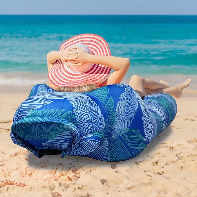 Inflatable Couch Air Lounger for Adults Ultralight Portable Blow up Couch Air Sofa Inflatable Beach Lounger Bed for Camping Hiking Festival Backyard Lawn No Pump Required