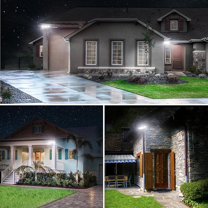 Olafus 60W Flood Lights Outdoor 2 Pack Switch Controlled LED Security Lights 6000LM 6500K Outside Floodlight IP65 Waterproof Exterior Light Fixture for House Yard Garage Wall/Eave Mount White