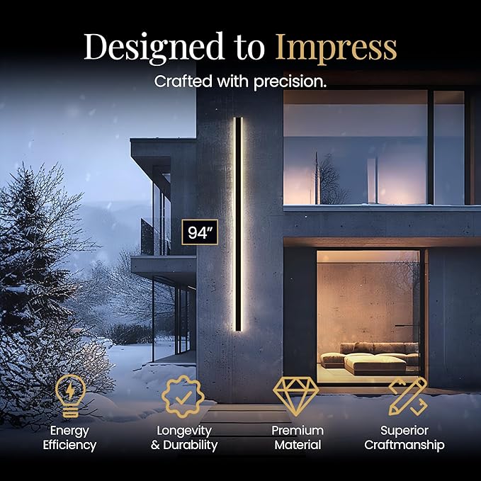 MOD LIGHTING Haylen Wired LED Outdoor Wall Light (1-Pack) 94 Water Resistant Outdoor LED Sconce Remote Dimming Modern Wall Sconces for Patio Garage Black
