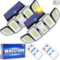 Solar Lights Outdoor Motion Sensor - 400% Brighter 7000K 3000LM 5 Levels Brightness 3 Lighting Modes 2400mAh 360° Wide Angle Illumination IP65 Waterproof Solar Flood LightsBlack