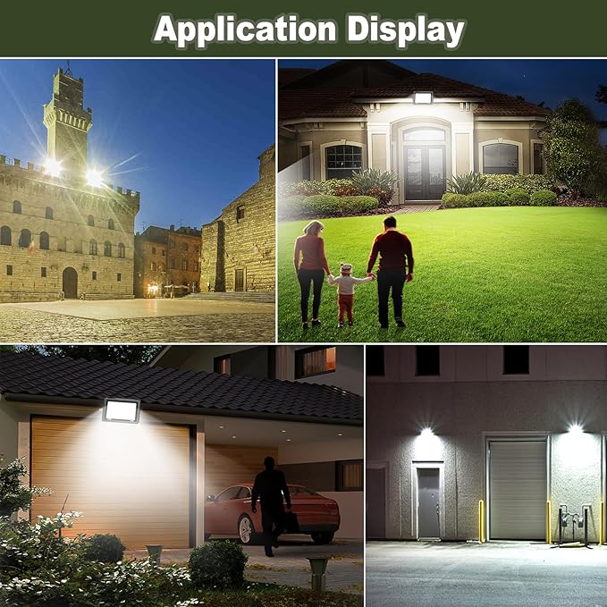 2 Pack 100W LED Flood Light Outdoor10000LM Work Spotlight with US Plug6000K Daylight WhiteIP66 Waterproof Exterior Security Floodlights for YardGardenBackyardPatioStadiumParking Lot