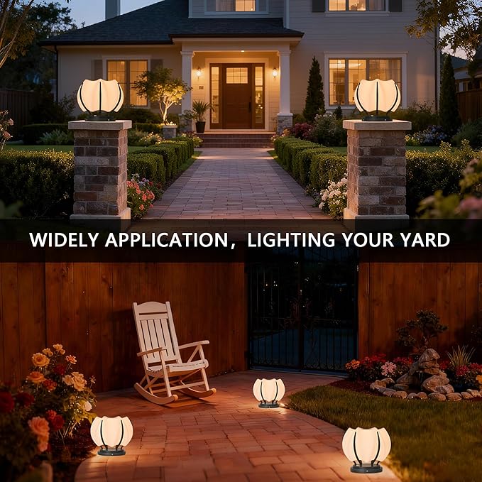 Solar Post Lights IP54 Modern Pillar Light Waterproof Column Lamp Outdoor Dusk to Dawn Solar Post Cap Light with 3200K LEDFence Deck Cap Lights for Garden Deck Patio Outside Lighting (Flower)