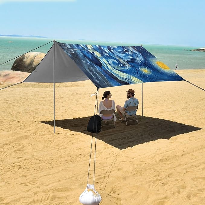 Starry NightCamping Sun Shelters 9.2 x 10.5 FT Beach Canopy Tent Sun Shade with Carrying Bag for Camping Trips Fishing Backyard Fun or Picnics 21341605