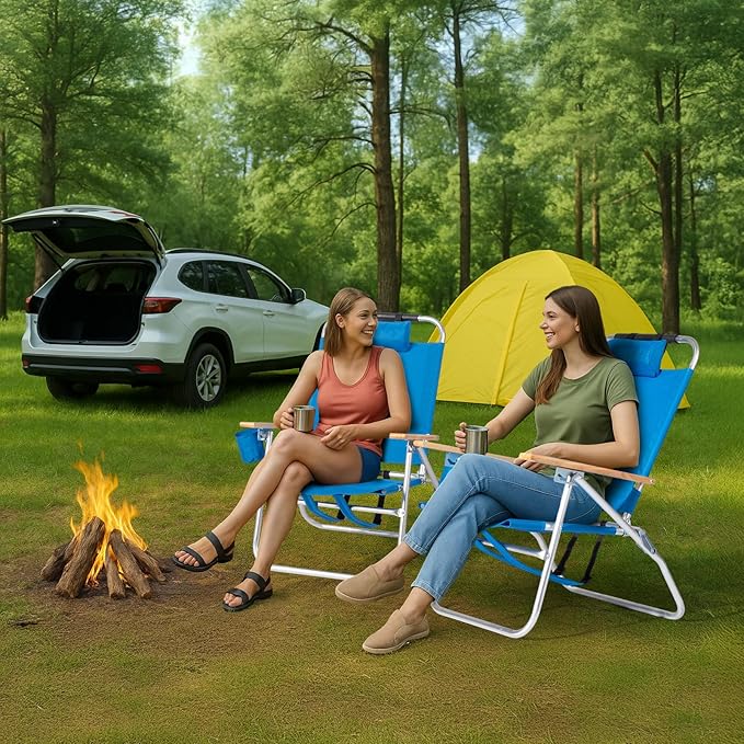VINGLI 13 Aluminum Backpack Beach Chair – Tall Beach Chairs for Adults Portable with Adjustable Straps 3-Position Reclining Cup Holder High Lightweight Beach Chairs for BeachCamping Picnic
