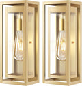 15 Large Gold Outdoor Light Fixture Wall Mount 2 Pack Waterproof Outdoor Sconces Modern Wall Lights with Clear Glass Shade for Front Door Porch Garage