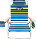 Cabana Beach Folding Beach Chair 5 Position Lightweight Portable Reclining Outdoor Camping Accessories with Headrest Shoulder Strap and Cup Holder Stripe