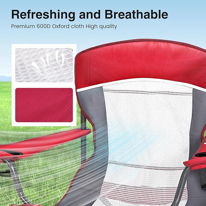 HIGH POINT SPORTS Oversized Portable Mesh Camping Folding Chair