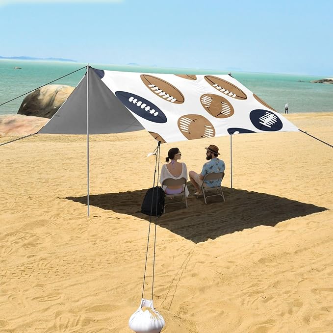 Rugby Pattern (66) Camping Sun Shelter Beach Tent Portable Beach Sun Shade Outdoor Canopy for Camping Trips Fishing Picnic