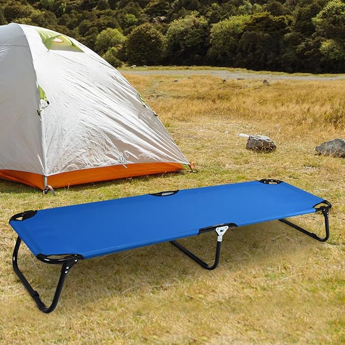 Tangkula Set of 2 Folding Camping Cot Portable Camping Bed with Steel Frame Elevated Travel Military Portable Cots Bed for Adults Kids Indoor Outdoor Foldable Sleeping Cot for Nap Beach Hiking