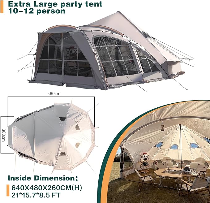 Tents 4/6/8/12 Person Easy Setup Waterproof Camping Tent with Rainfly Portable Double Layer Large Family Tent for Camping Backyard Outdoor &ampHiking