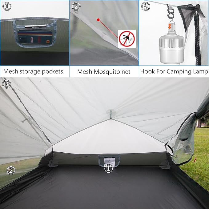 Ultralight Waterproof Tent Double-Layer Three-Season Backpacking Tent for 1-Person Camping Kayaking Climbing Hiking Weighing in at only 2 pounds for The Tent