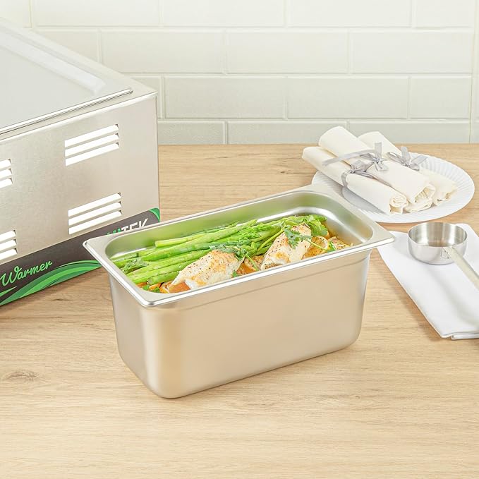 Restaurantware-Kitchen Tek 1/3 Size Steam Table Pan 1 Anti-Jam Steam Pan - Lid Sold Separately 6â€ Deep 24 Gauge Stainless Steel Freezable For Catering Event And Party