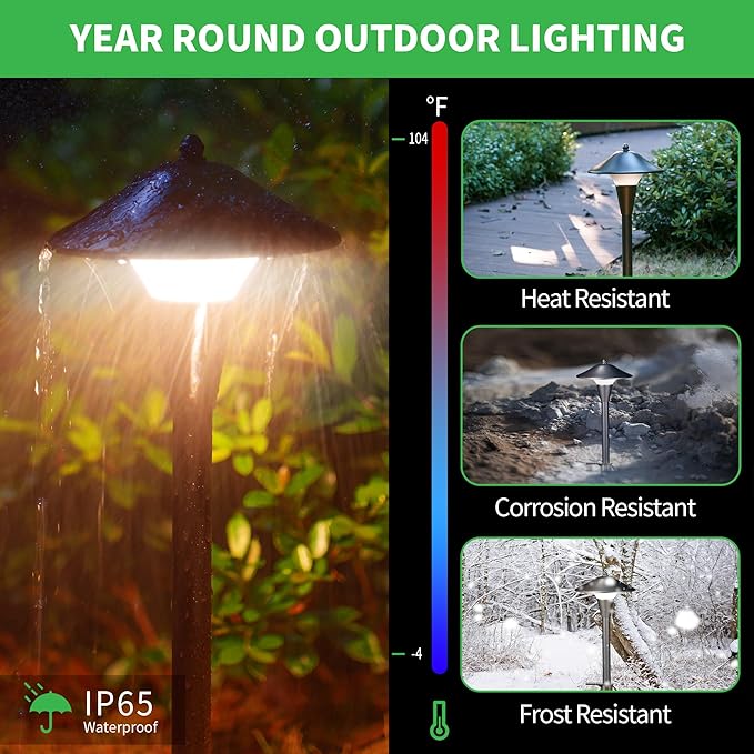 Pathway Landscaping Lighting Low Voltage 5cct Modes Garden Path Light LED 12V Outdoor Waterproof Sidewalk Lights 5W 200LM Oil Rubbed Bronze Aluminum for Outside Walkways Yard (12 Pack)