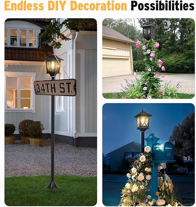 63 Solar Lamp Post Light 2 Pack Solar Light Posts for Outside Waterproof Outdoor Lamps for Patio Backyard Front Porch Decor Warm White Replaceable Bulb