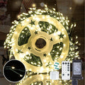 Fairy Lights Plug in 32.8Ft 500LED Warm Christmas Firecracker Firefly Lights with Timer Waterproof Green Wire Remote Twinkle Cluster String Light for Bedroom Wreath Party Window Tree Decor