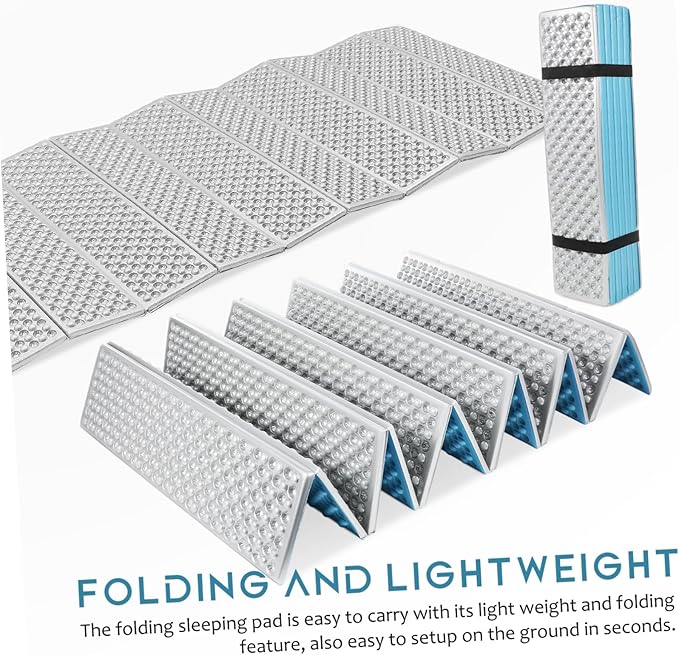 UPKOCH Folding Camping Mattress Lightweight Insulated Sleeping Pad for Outdoor Adventures Egg Crate Design Moisture Protection for Backpacking and Individual Use