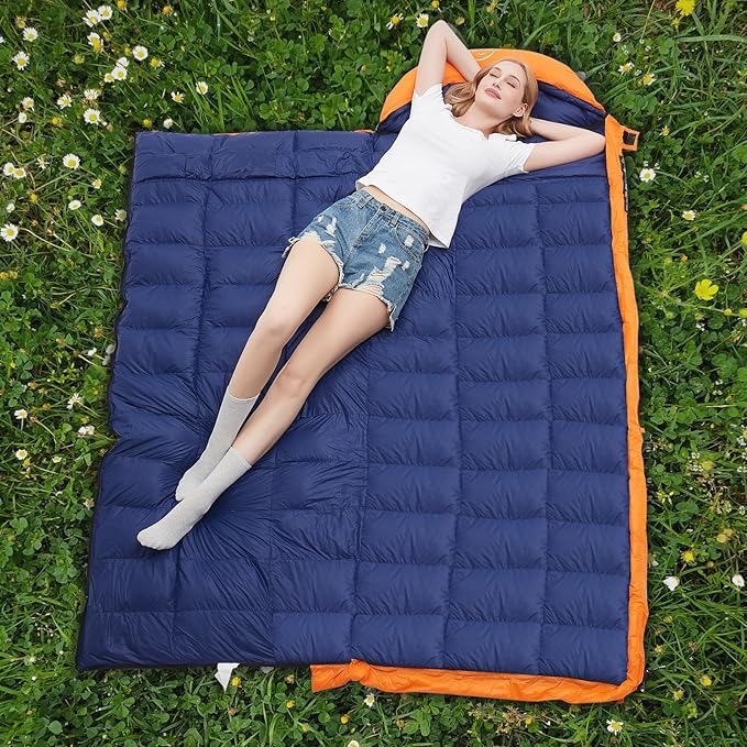 -10°F 0°F 10°F 15°F Down Sleeping Bag for Adults800/650 Fill PowerUltralight Wearable 4 Season Cold Weather Rectangle Sleeping Bag for Camping HikingCan be Used as a Down Blanket or Cloak
