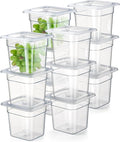 CURTA 12-Pack 1/6 Size 6 Deep NSF Polycarbonate Food Pan with Notched Lid &amp Drain Tray | Dishwasher &amp Freezer Safe Clear Container for Prep Tables Buffet Salad Bar Commercial Kitchen