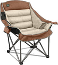 Northroad Oversized XL Padded Camping Chair w/Cell Phone Holder Large Camp Chair Foldable Lawn Chair w/Cup HolderCarry Bag for Outdoor Hiking Picnics Heavy-Duty 400-lbs Capacity Moca