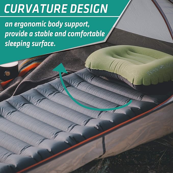 TREKOLOGY UL80 Ultralight Sleeping Pad – Inflatable Camping Sleeping Pad - 40D Nylon Compact Hiking Mat – Lightweight Air Mattress for Backpacking &amp Tent Camping