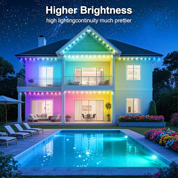 400Ft Permanent Outdoor Lights for House Waterproof IP67 LED Eave Lights with App/Remote Control Outdoor Permanent led Lighting for House Roof DecorChristmasPartyAll Holiday and Daily