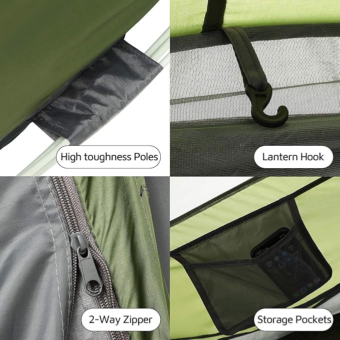 4 Person Easy Pop Up Tent9.5’X6.6’X52''Waterproof Automatic Setup2 Doors-Instant Family Tents for Camping Hiking &amp Traveling