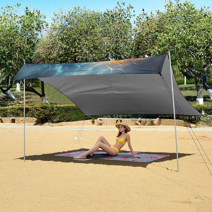 Camping Sun Shelters Two Dragons Battling in The Wave Beach Canopy 126 * 110.2in
