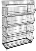 5 Tier Snack Rack Display Stand Market Merchandise Display Shelf with Wheels Vegetable Snack Basket Retail Store Supplies Large Metal Snack Shelf for Supermarket and Home Kitchen Black
