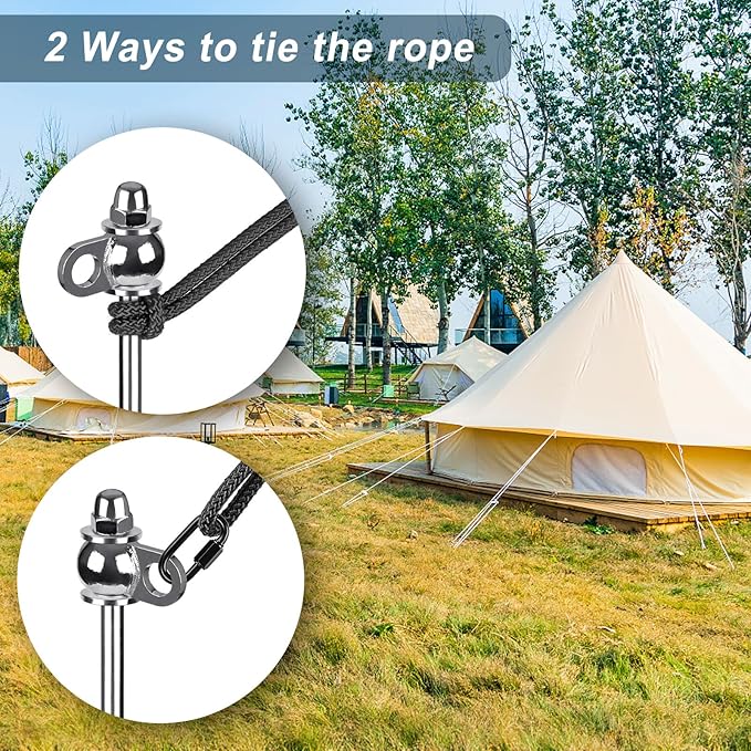 4 Pack Tent Stakes 16 Inch Heavy Duty Ground Anchors Full Welding Easy to Screw in and Reusable for Camping Tents Trampolines Sheds Swing Sets Securing Animals